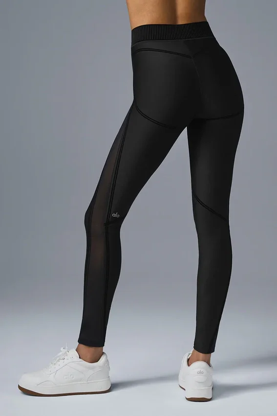Airlift Mesh Line up Leggings med hög midja – Svart