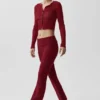 Alo Softsculpt 7/8-leggings med uppvikbar bena och utsvängd passform – Summer Romance Red
