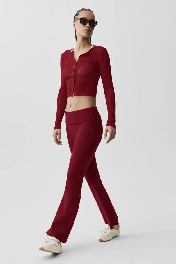 Alo Softsculpt 7/8-leggings med uppvikbar bena och utsvängd passform – Summer Romance Red