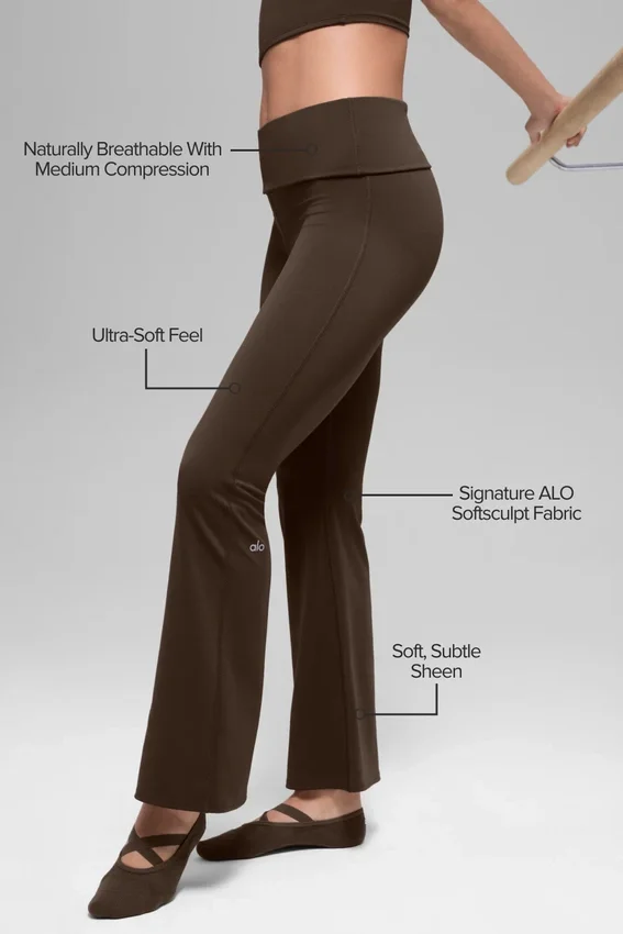 Alo Softsculpt 7/8-långa leggings med uppvikta ben – Espresso