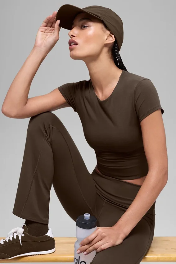 Alo Softsculpt Precision kortärmad topp – Espresso