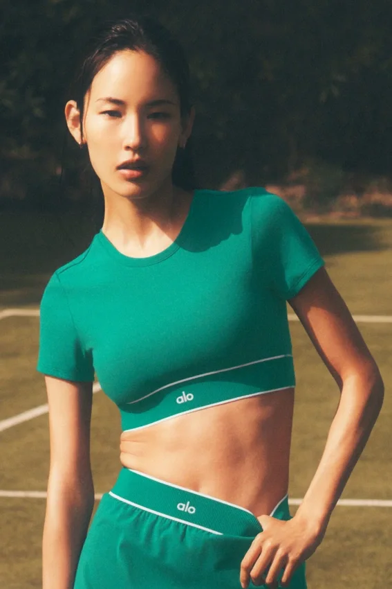 Alo Softsculpt Amp It up kortärmad BH – Emerald Isle