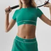 Alo Softsculpt Amp It up kortärmad BH – Emerald Isle