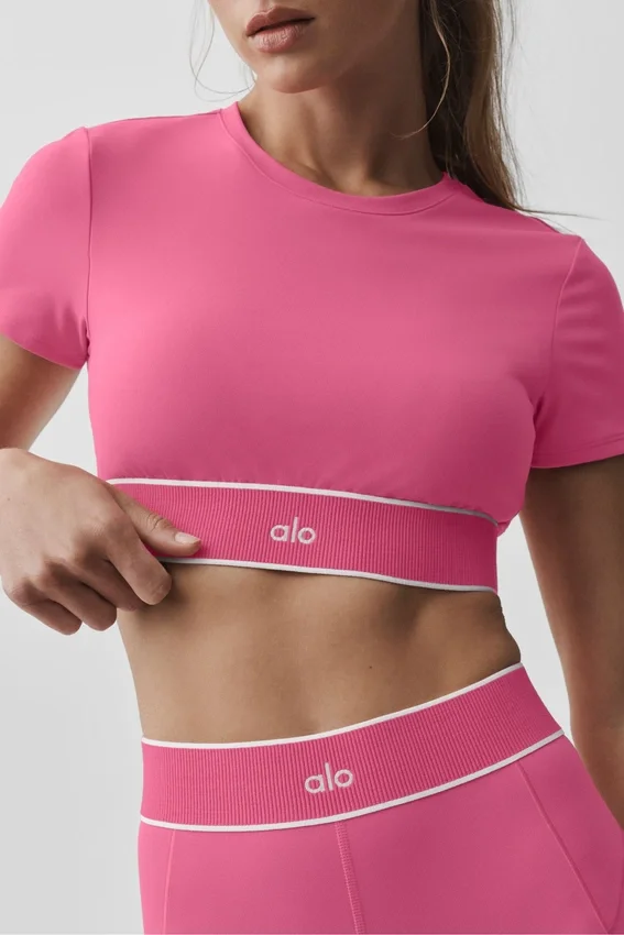 Alo Softsculpt Amp It up kortärmad BH – Paradise Pink