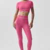 Alo Softsculpt Amp It up kortärmad BH – Paradise Pink