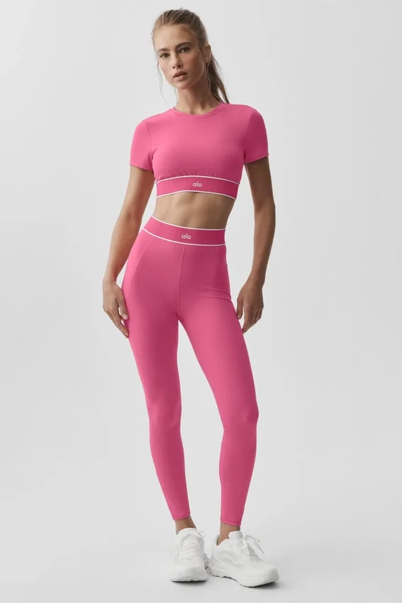 Alo Softsculpt Amp It up kortärmad BH – Paradise Pink