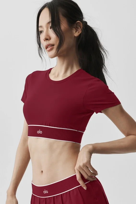 Alo Softsculpt Amp It up kortärmad BH – Summer Romance Red