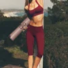 Alo Softsculpt Capri-byxor med låg midja och vikbar linning – Summer Romance Red