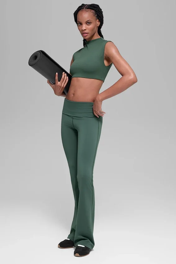 Alo Softsculpt Foldover Flare Legging – Clover Green
