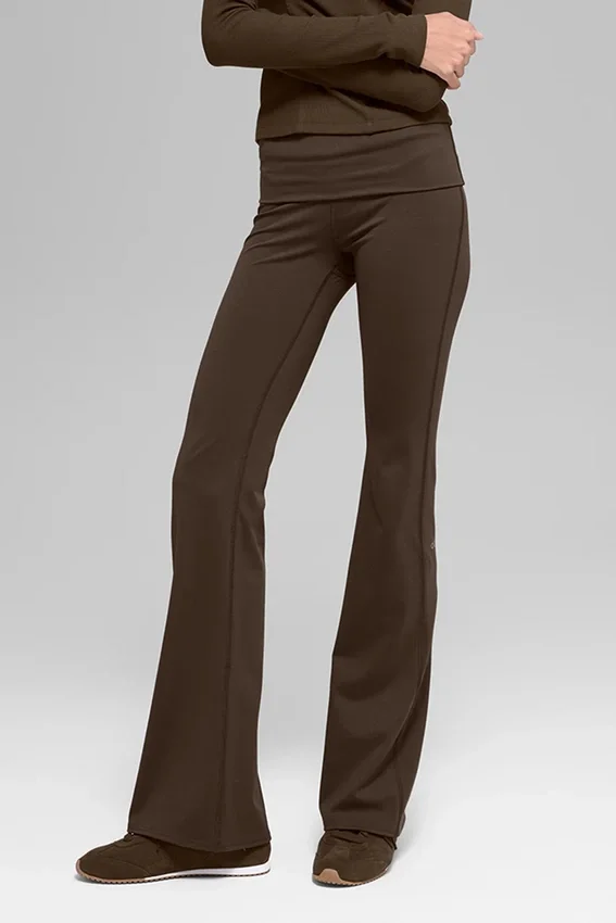 Alo Softsculpt Foldover Flare Legging – Espresso