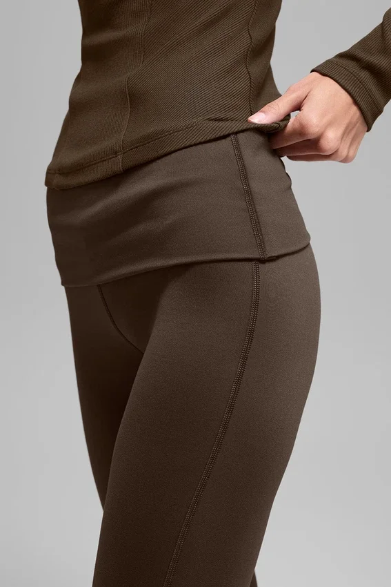 Alo Softsculpt Foldover Flare Legging – Espresso