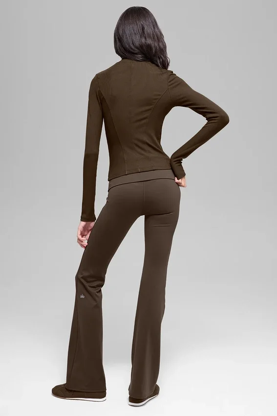 Alo Softsculpt Foldover Flare Legging – Espresso