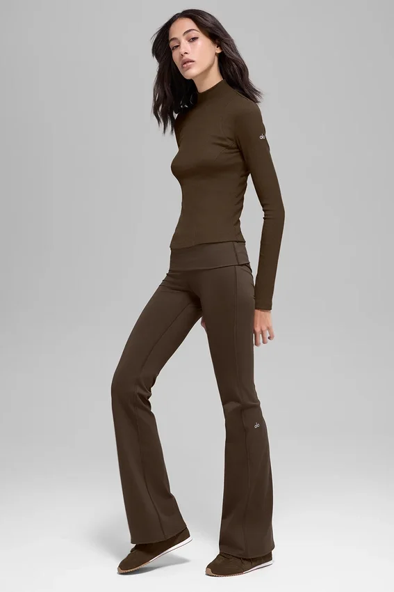Alo Softsculpt Foldover Flare Legging – Espresso