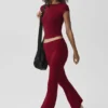 Alo Softsculpt Foldover Flare Legging – Summer Romance Red