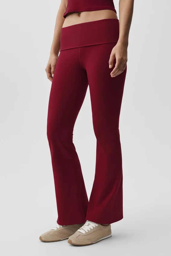 Alo Softsculpt Foldover Flare Legging – Summer Romance Red