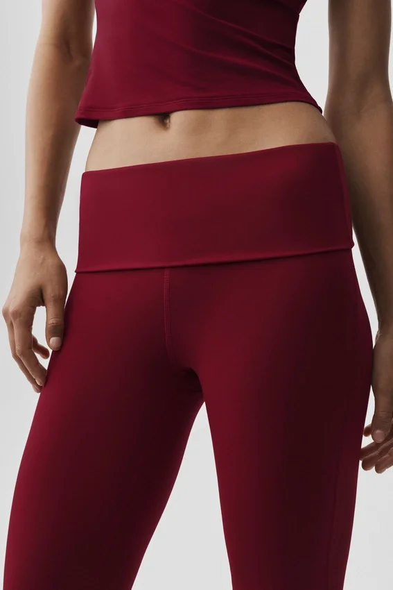 Alo Softsculpt Foldover Flare Legging – Summer Romance Red