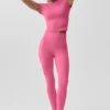 Alo Softsculpt Precision kortärmad topp – Paradise Pink