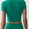 Alo Softsculpt kortärmad tröja med hel dragkedja – Emerald Isle