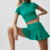 Alo Softsculpt kortärmad tröja med hel dragkedja – Emerald Isle