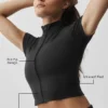 Alo Softsculpt kortärmad tröja med hel dragkedja – Svart