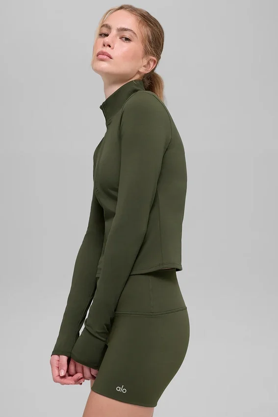 Alo Softsculpt Precision 1/4 Zip långärmat – Green Olive