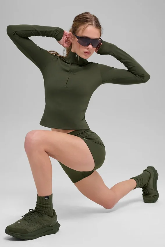 Alo Softsculpt Precision 1/4 Zip långärmat – Green Olive