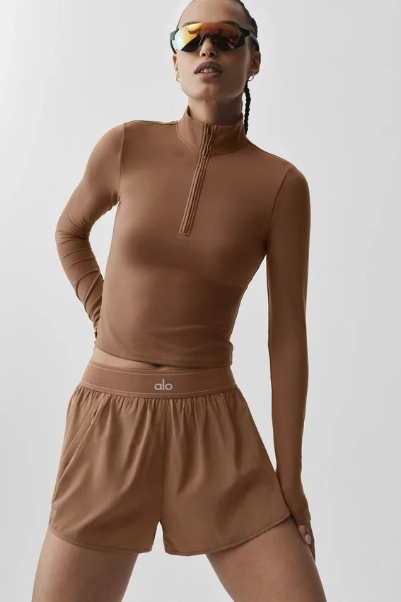 Alo Softsculpt Precision 1/4 Zip långärmat – solkysst brunt