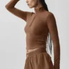 Alo Softsculpt Precision 1/4 Zip långärmat – solkysst brunt