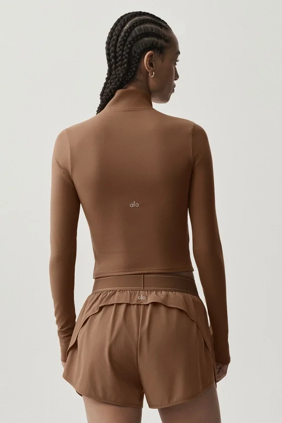 Alo Softsculpt Precision 1/4 Zip långärmat – solkysst brunt