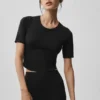 Alo Softsculpt Precision Half Sleeve Tee – Black