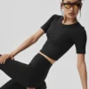 Alo Softsculpt Precision Half Sleeve Tee – Black