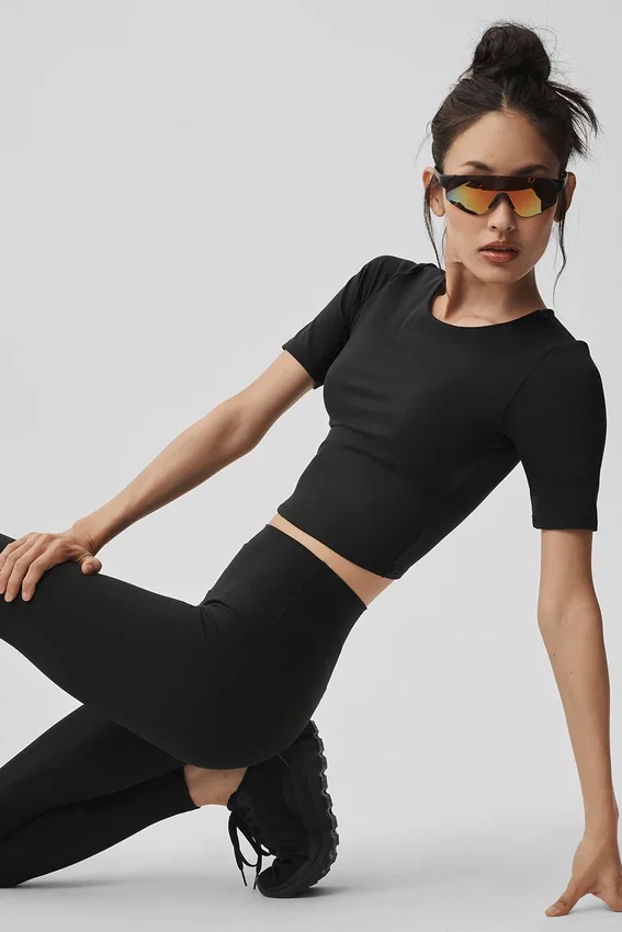 Alo Softsculpt Precision Half Sleeve Tee – Black