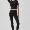 Alo Softsculpt Precision Half Sleeve Tee – Black