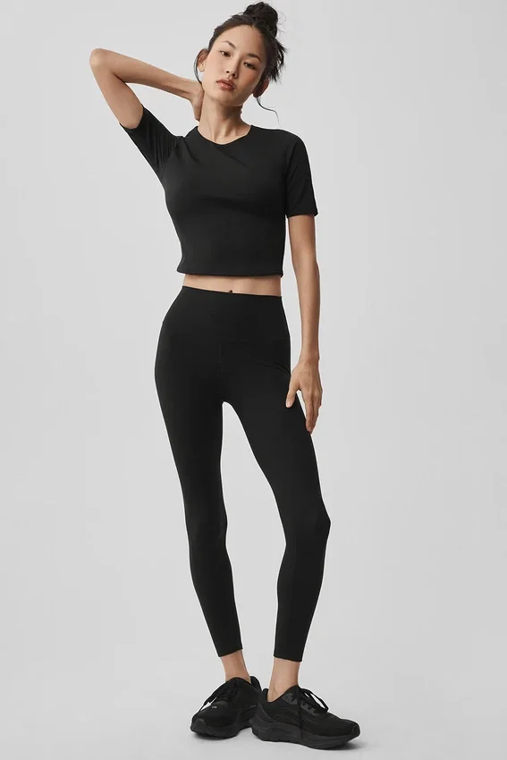 Alo Softsculpt Precision Half Sleeve Tee – Black