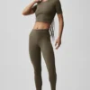 Alo Softsculpt Precision halvärmad T-shirt – Olive Tree