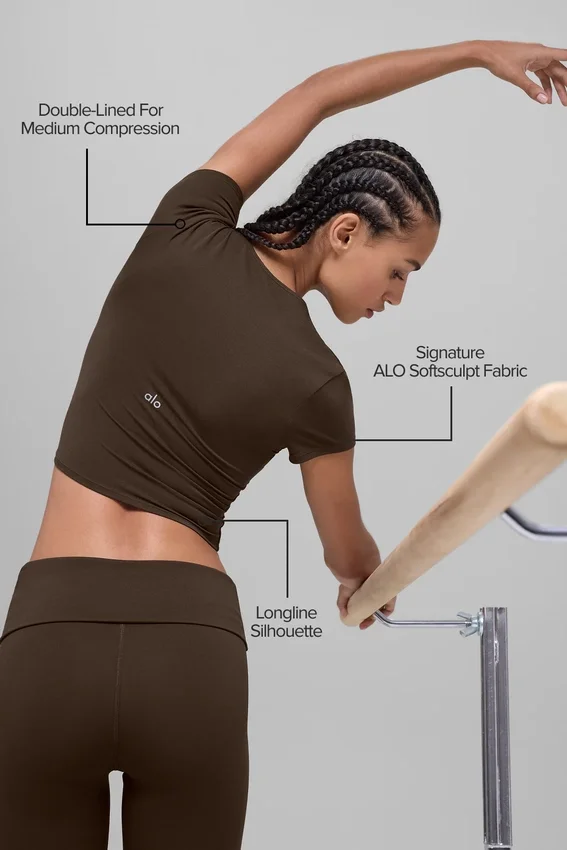 Alo Softsculpt Precision kortärmad topp – Espresso