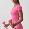 Alo Softsculpt Precision kortärmad topp – Paradise Pink
