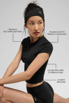 Alo Softsculpt Precision kortärmad topp – svart