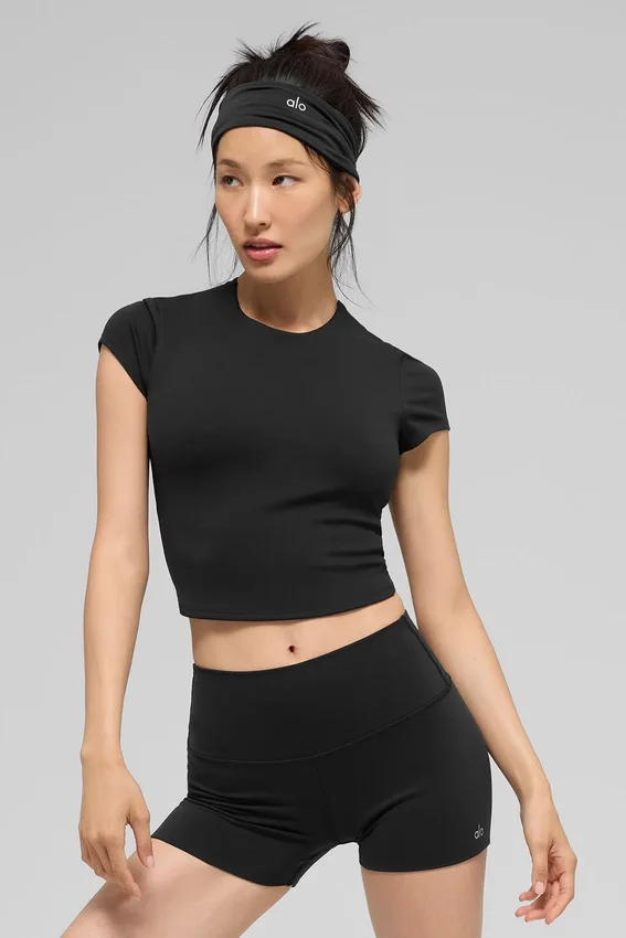 Alo Softsculpt Precision kortärmad topp – svart