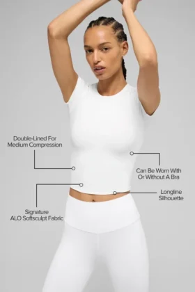 Alo Softsculpt Precision kortärmad topp – vit