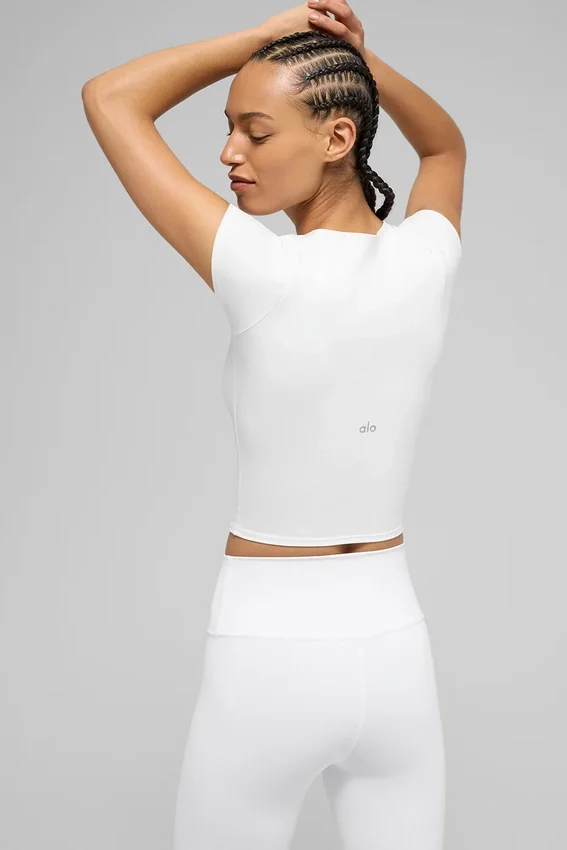 Alo Softsculpt Precision kortärmad topp – vit