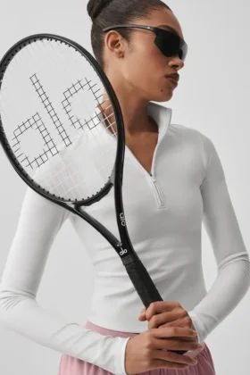Alo Softsculpt Precision långärmad tröja med 1/4 dragkedja – vit