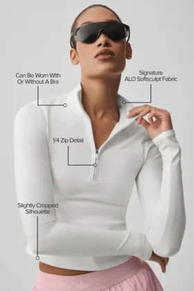 Alo Softsculpt Precision långärmad tröja med 1/4 dragkedja – vit