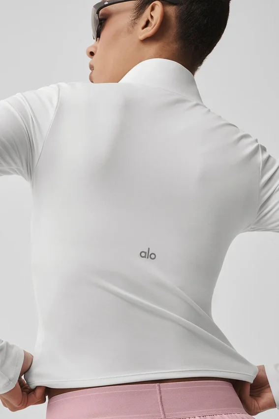 Alo Softsculpt Precision långärmad tröja med 1/4 dragkedja – vit