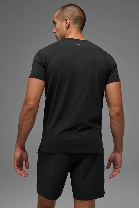 Alo Vapor Crewneck Kortärmat – Svart