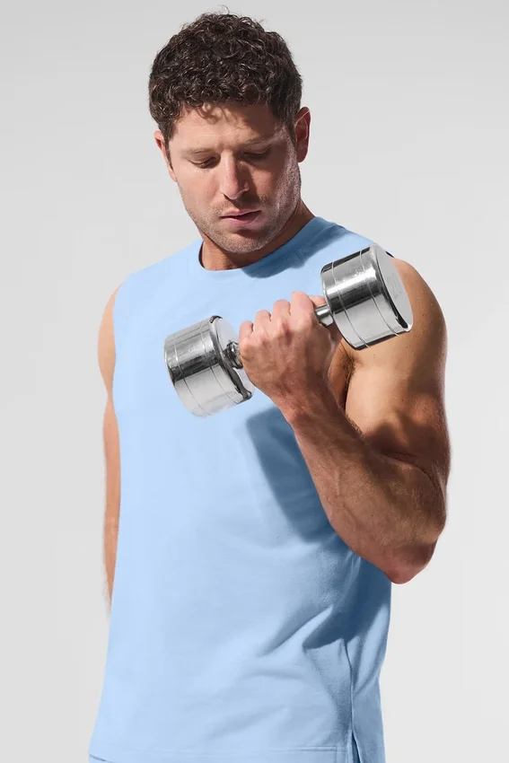 Alo Vapor Muscle Tank – Seashell Blue