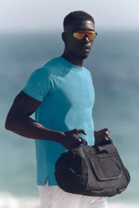 Alo Vapor T-shirt med rund hals och kortärmad design – Blue Breeze