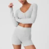 Alolux kort Me Time-kofta – Athletic Heather Grey