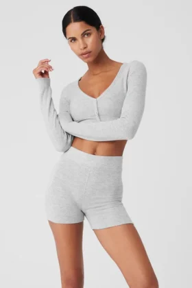 Alolux kort Me Time-kofta – Athletic Heather Grey