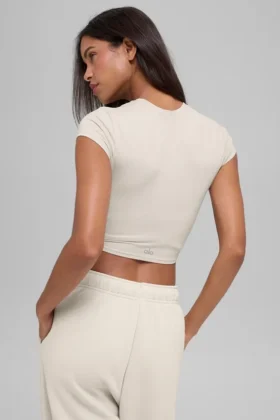 Alosoft Crop Finesse kortärmat – benvit